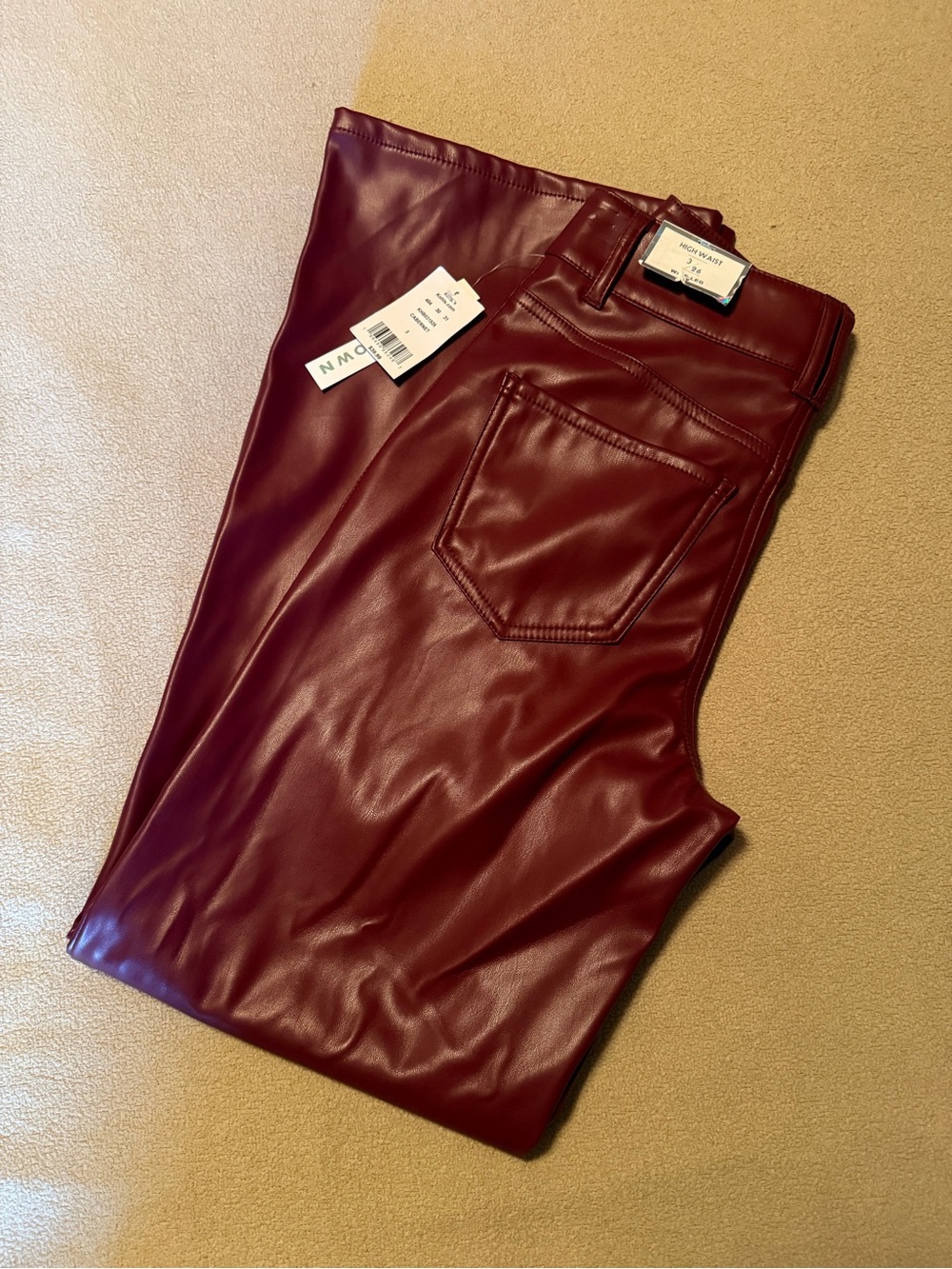 Tinseltown Faux Leather Wide-Leg Pants in Burgundy NWTS